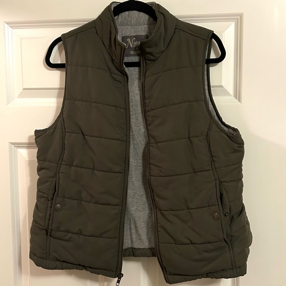 Natural Reflections Dark Green Puffer Vest